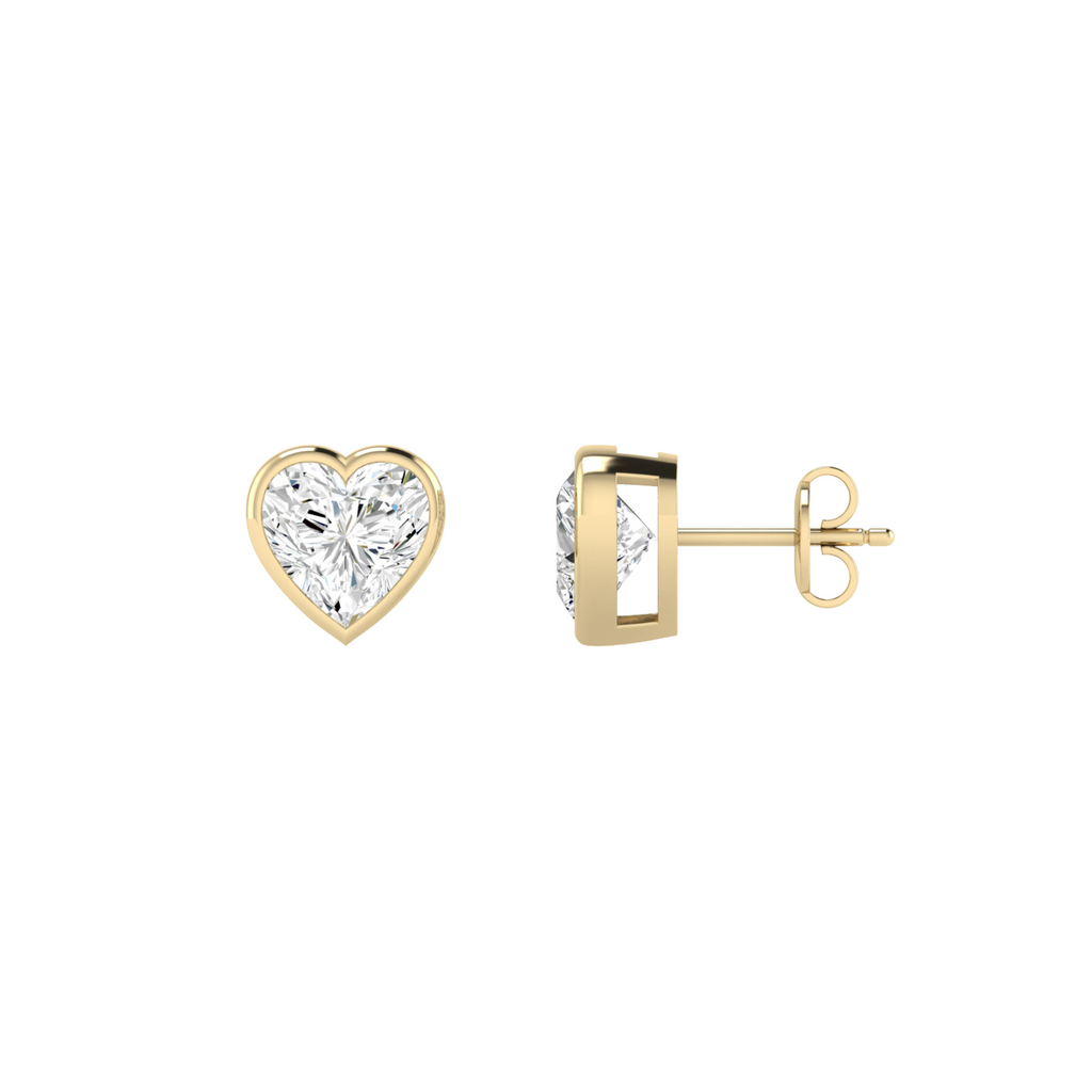 Lab Grown Heart Bezel-Set Studs