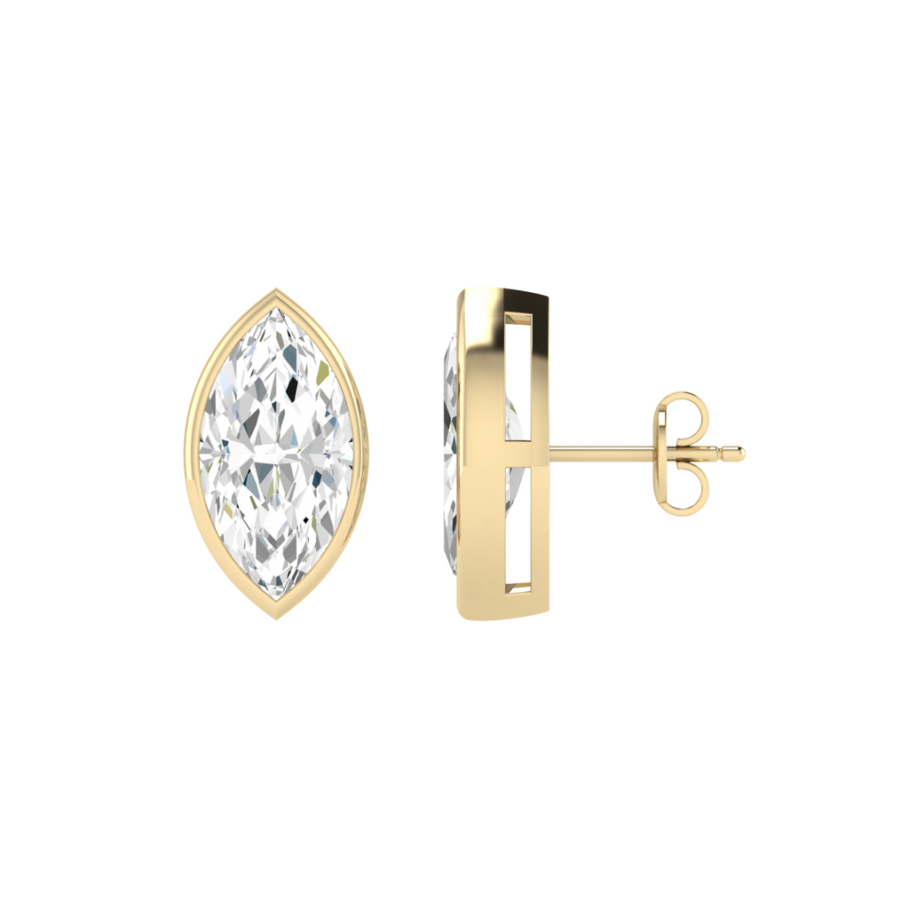 Lab Grown Marquise Bezel-Set Studs
