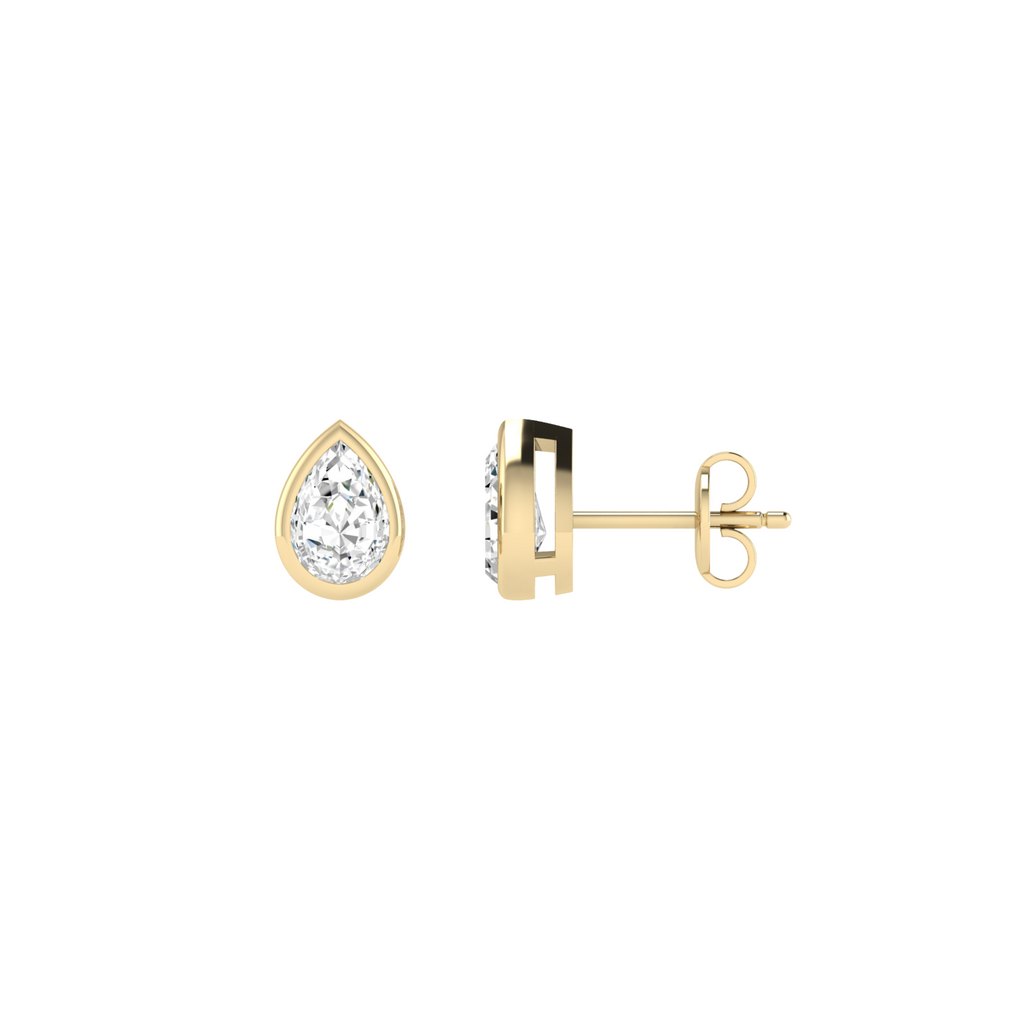 Lab-Grown Pear Bezel-Set Studs