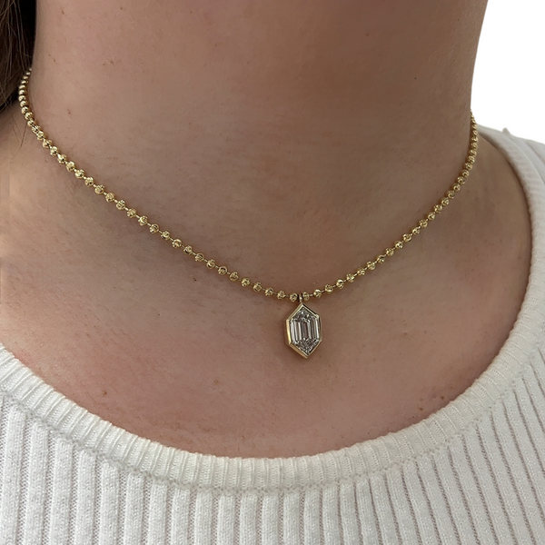 Lab-Grown Diamond Shield Bead Chain Necklace