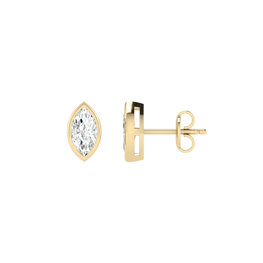 Lab Grown Marquise Bezel-Set Studs