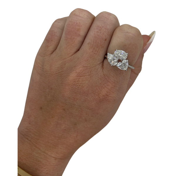 Lab-Grown Pear, Oval, & Heart Cluster Ring