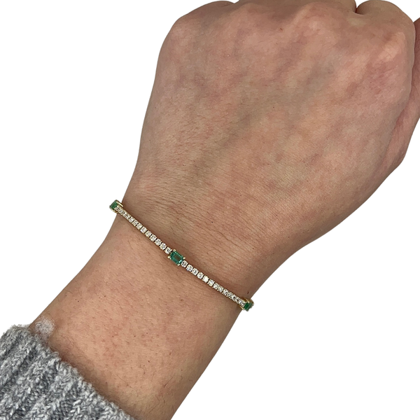 Diamond & Emerald Adjustable Tennis Bracelet