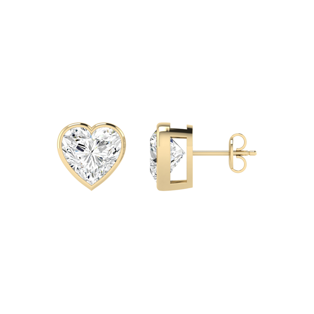 Lab Grown Heart Bezel-Set Studs