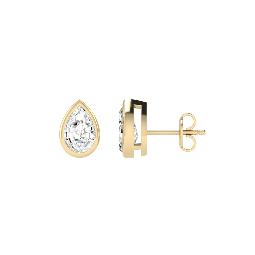 Lab Grown Pear Bezel-Set Studs