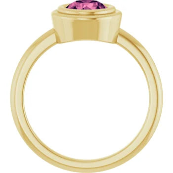 Pink Tourmaline Bezel Set Ring