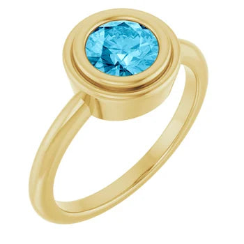 Aquamarine Bezel Set Ring