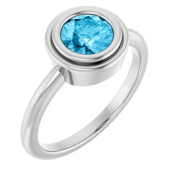 Aquamarine Bezel Set Ring