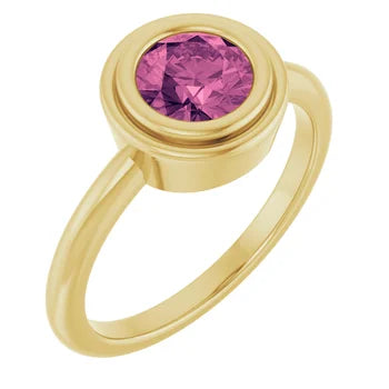 Pink Tourmaline Bezel Set Ring