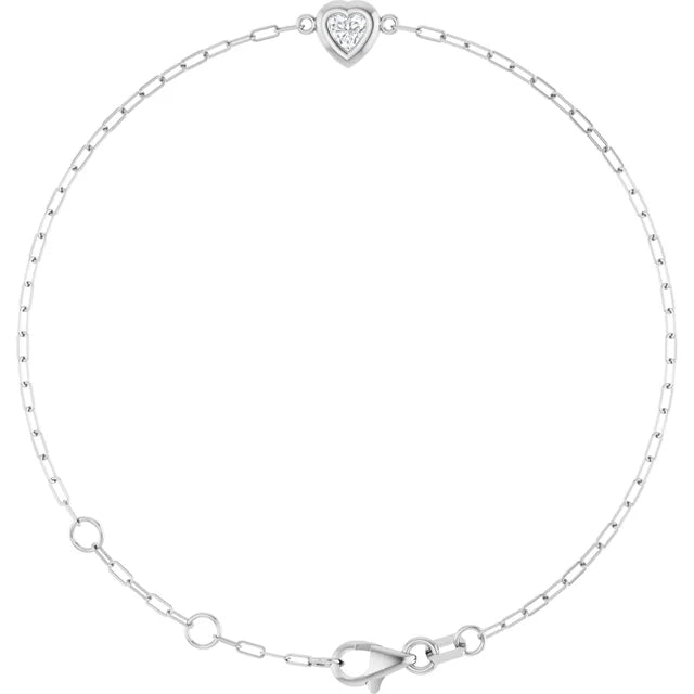 Bezel Heart Chain Bracelet