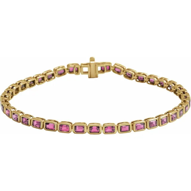 Pink Tourmaline Bezel Tennis Bracelet