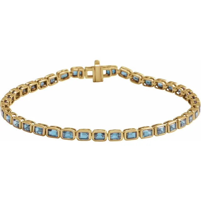 Sky Blue Topaz Bezel Tennis Bracelet