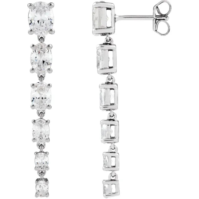 Lab-Grown Graduated Oval Dangle Earrings