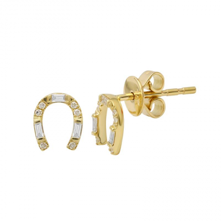 Dainty Diamond Horseshoe Stud Earrings