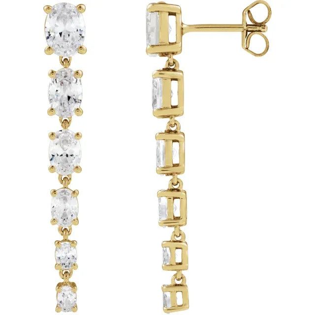 Lab-Grown Graduated Oval Dangle Earrings