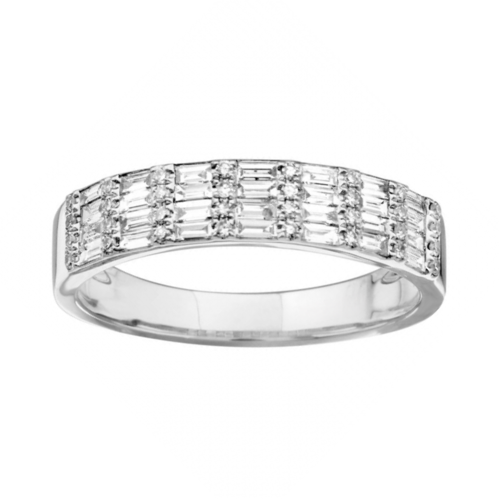 East/West Four Row Baguette & Round Band