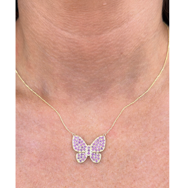Pink Sapphire Butterfly Necklace