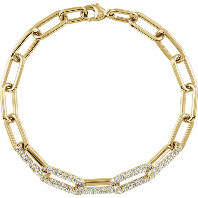 Lab-Grown Pave Paperclip Bracelet