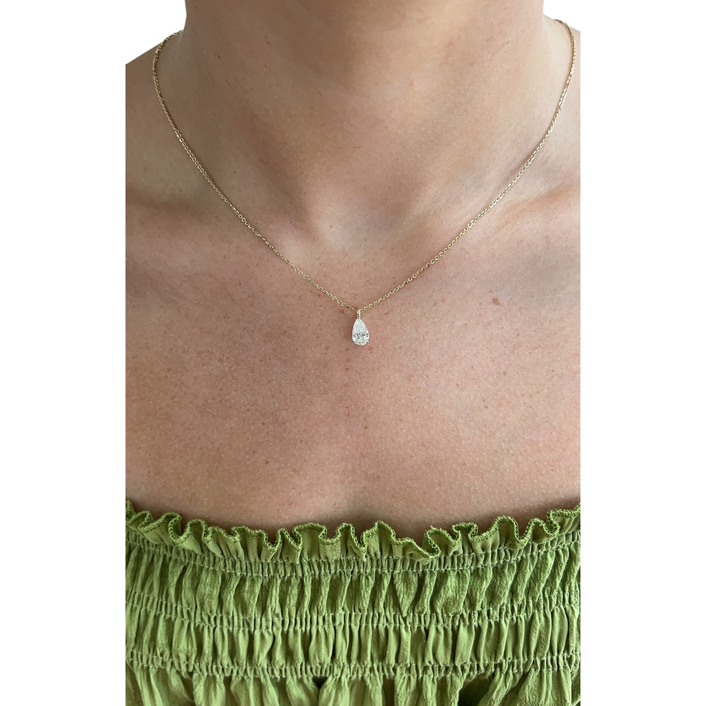 Lab-Grown Pear Diamond Drop Necklace