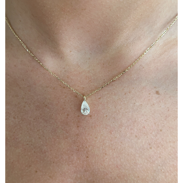 Lab-Grown Pear Diamond Drop Necklace