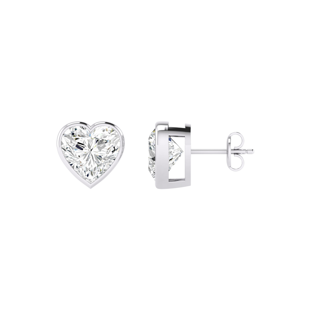 Lab Grown Heart Bezel-Set Studs