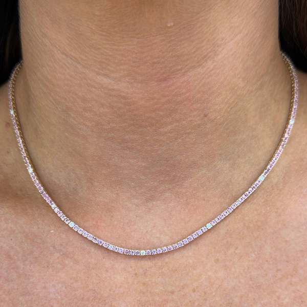 Pink Sapphire & Diamond Tennis Necklace