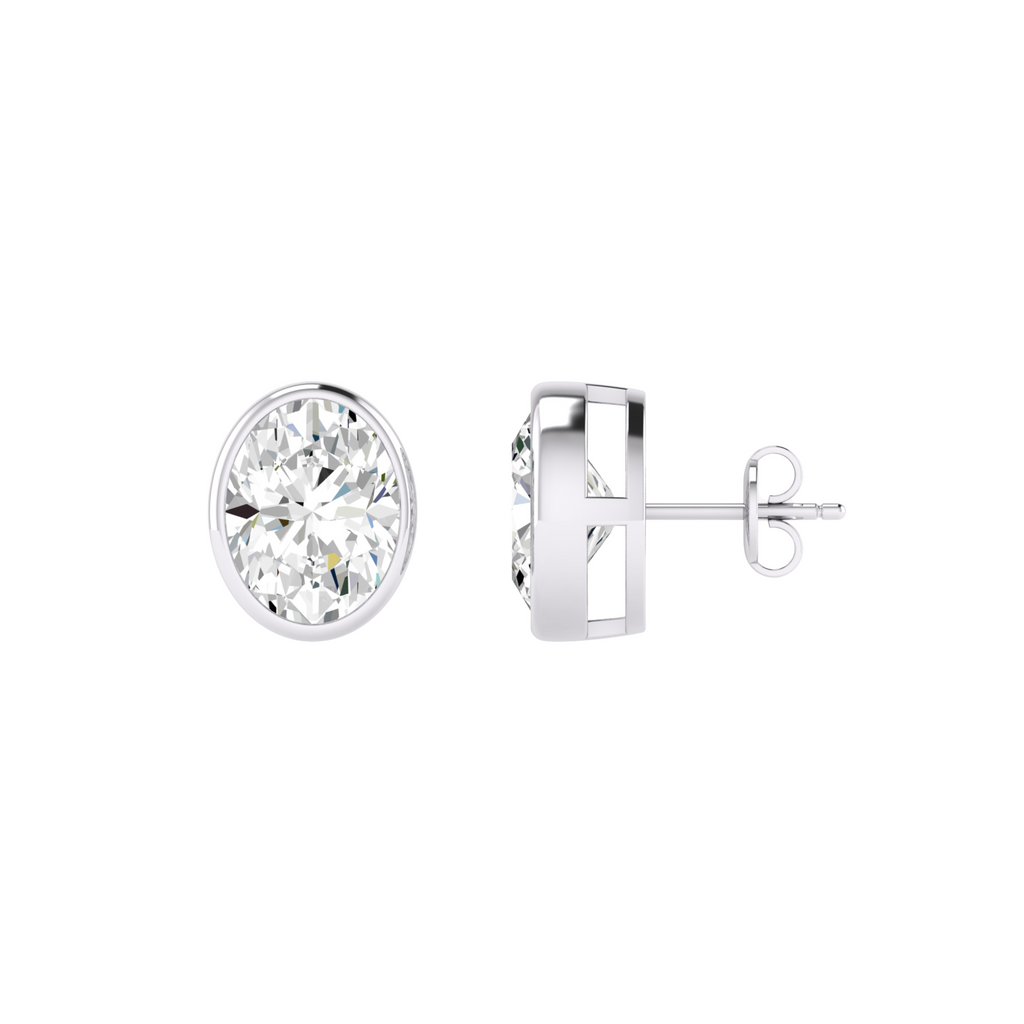 Lab Grown Oval Bezel-Set Studs