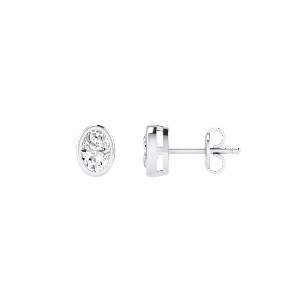 Lab Grown Oval Bezel-Set Studs