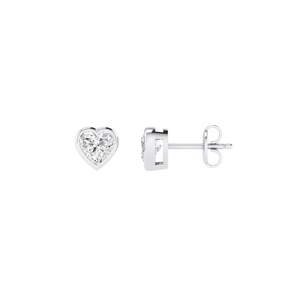 Lab Grown Heart Bezel-Set Studs