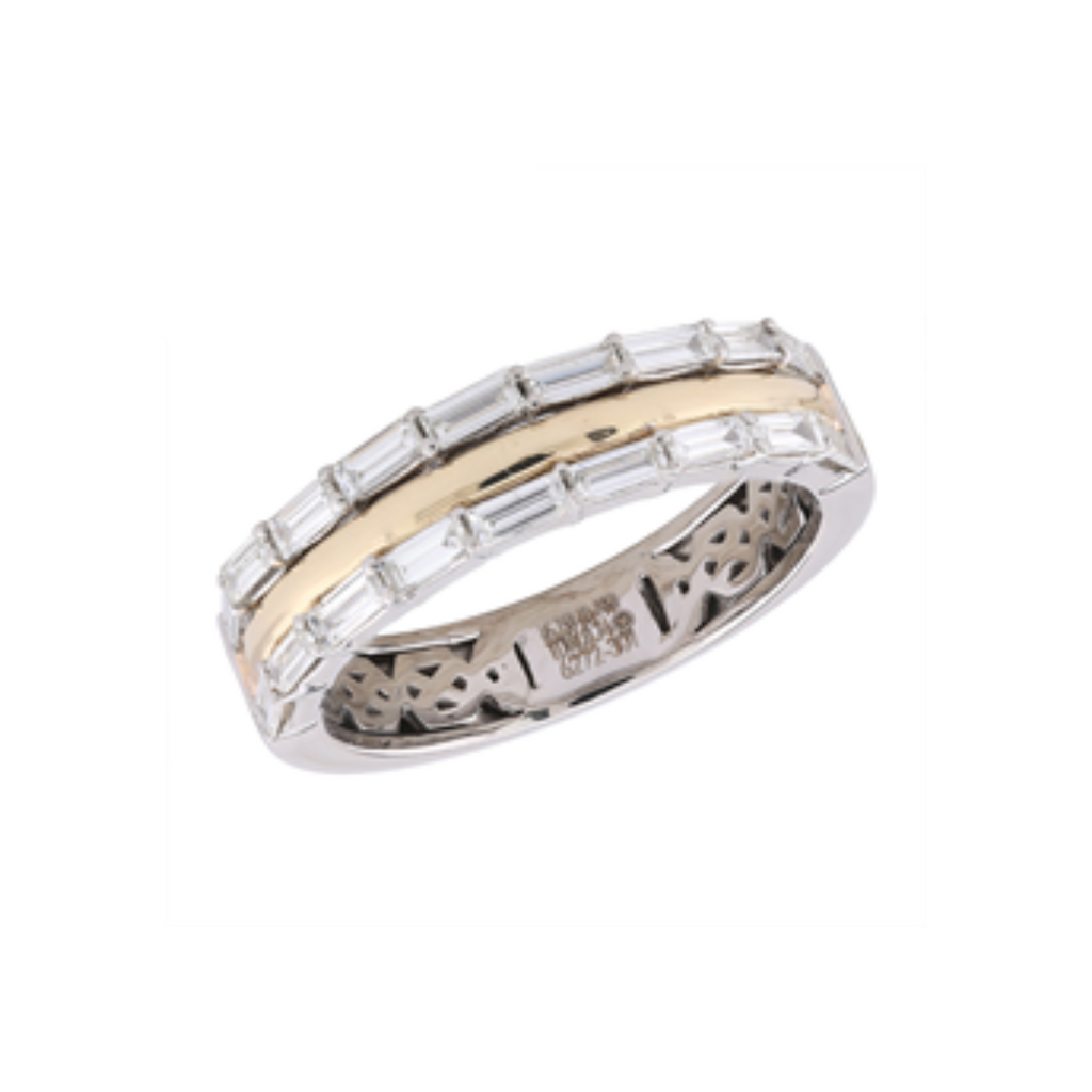 Two Tone Platinum Double Row Baguette Band
