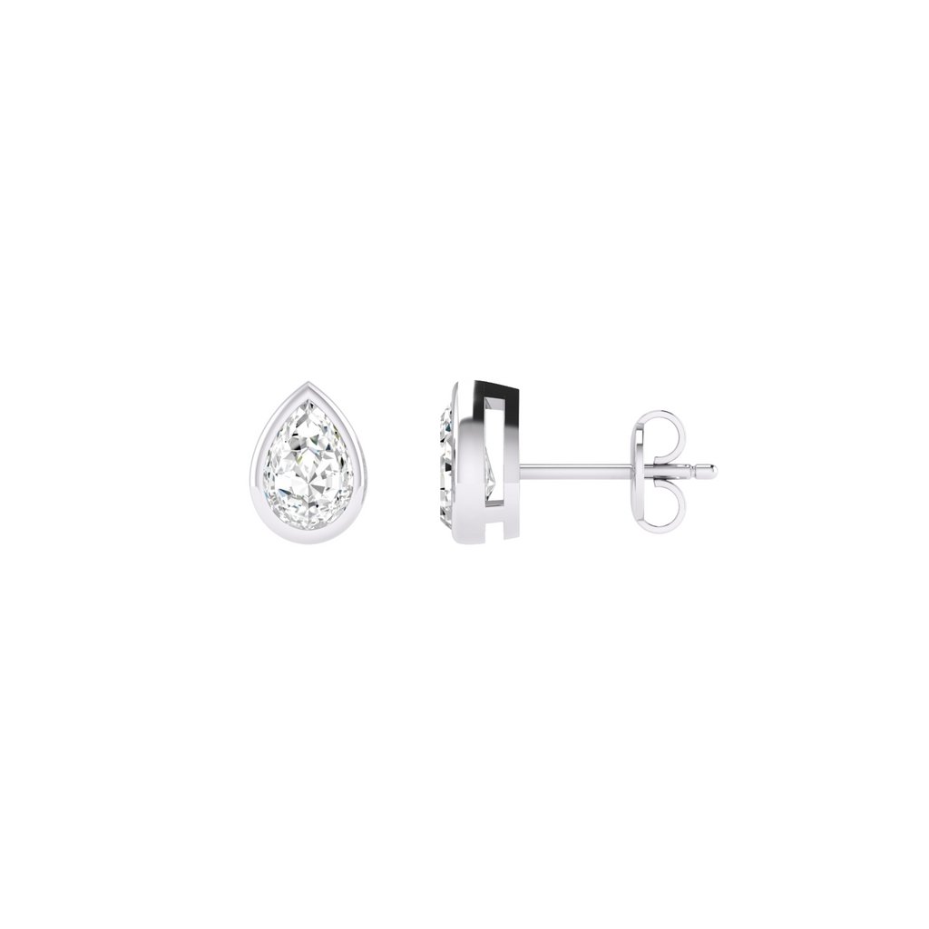 Lab Grown Pear Bezel-Set Studs