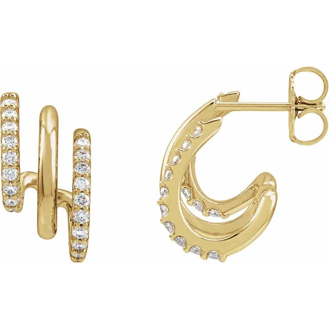 Lab-Grown Triple Stacked J Hoops