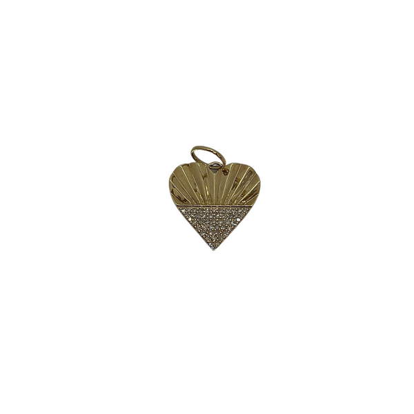 Fluted Diamond Heart Charm