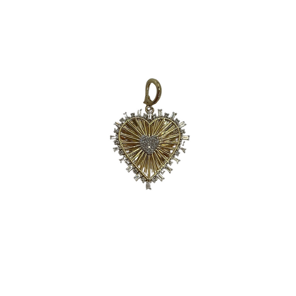 Radiating Diamond Heart Charm