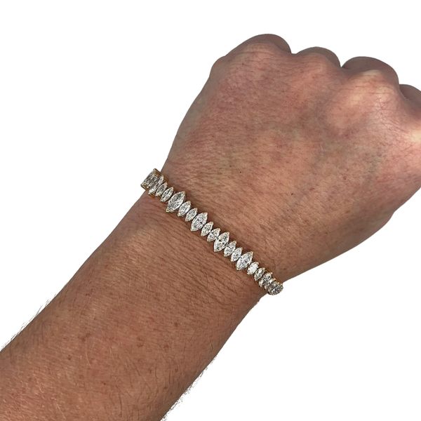 Lab-Grown Graduated Marquise Halfway Tennis Bracelet