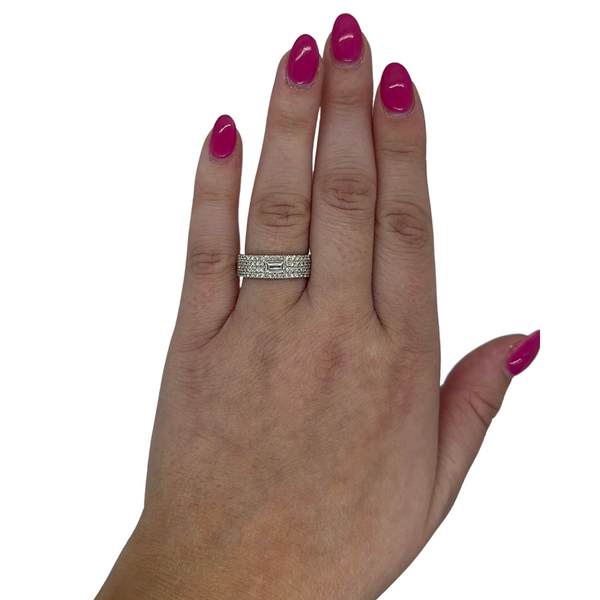 Four Row Pave Baguette Ring on hand