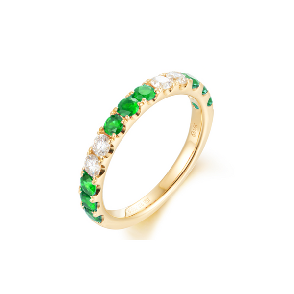 Alternating Emerald & Diamond Band
