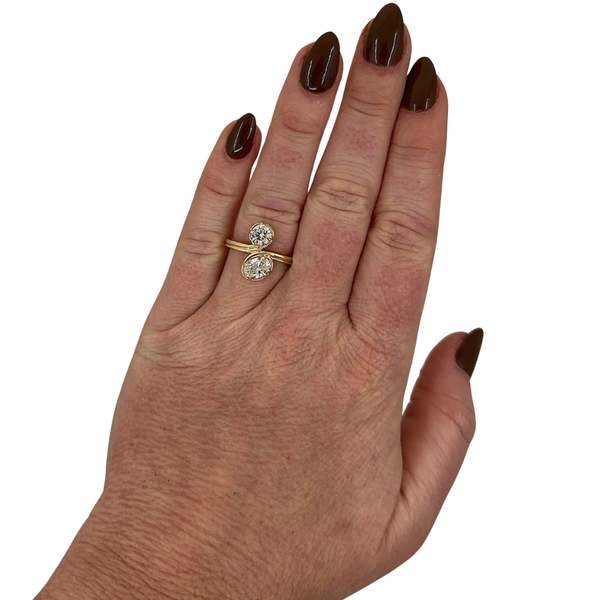 Lab-Grown Georgian Set Pear & Round Ring