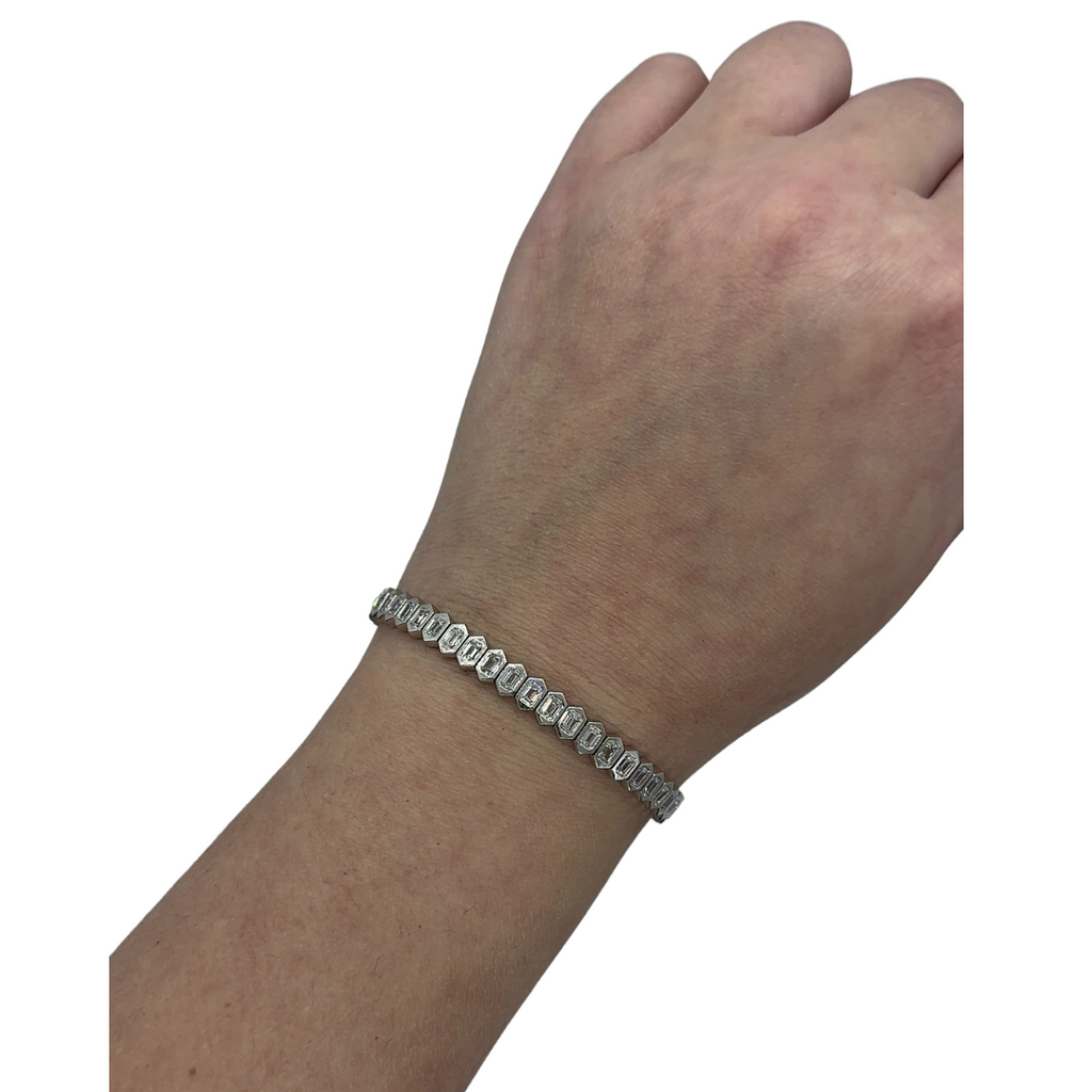 Lab-Grown Bezel Hexagon Tennis Bracelet