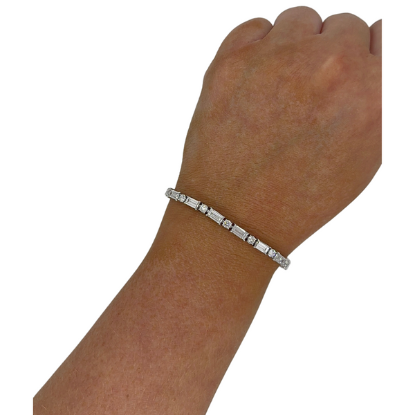 Lab-Grown Baguette & Round Tennis Bracelet