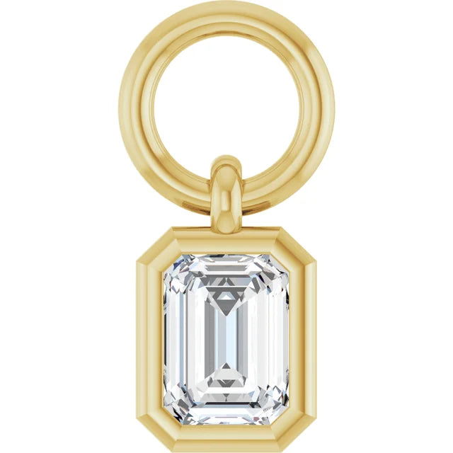 Lab-Grown Bezel Diamond Charm- Emerald