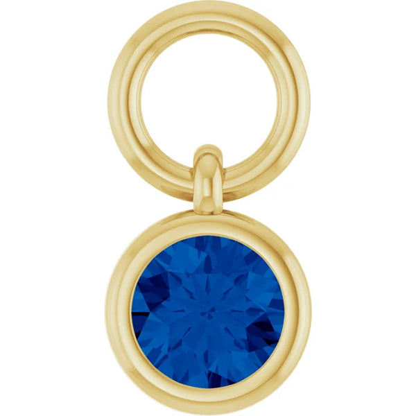Lab-Grown Bezel Gemstone Charm- Blue Sapphire
