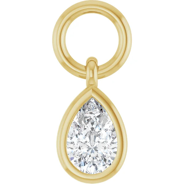 Lab-Grown Bezel Diamond Charm- Pear