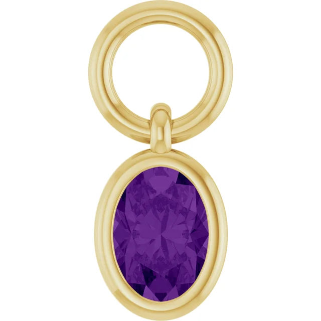 Lab-Grown Bezel Gemstone Charm- Amethyst