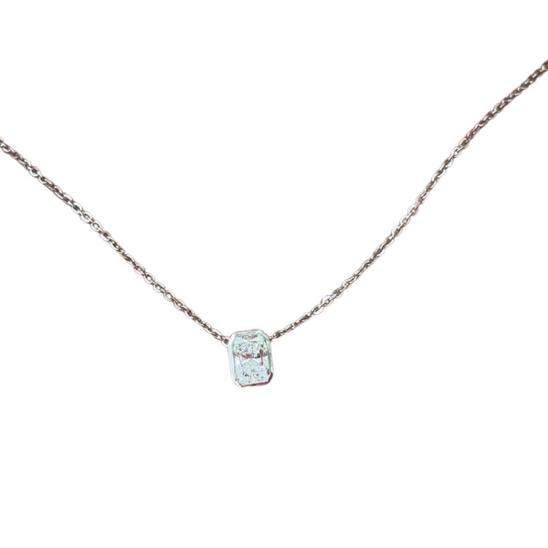 Lab-Grown Radiant Bezel Necklace