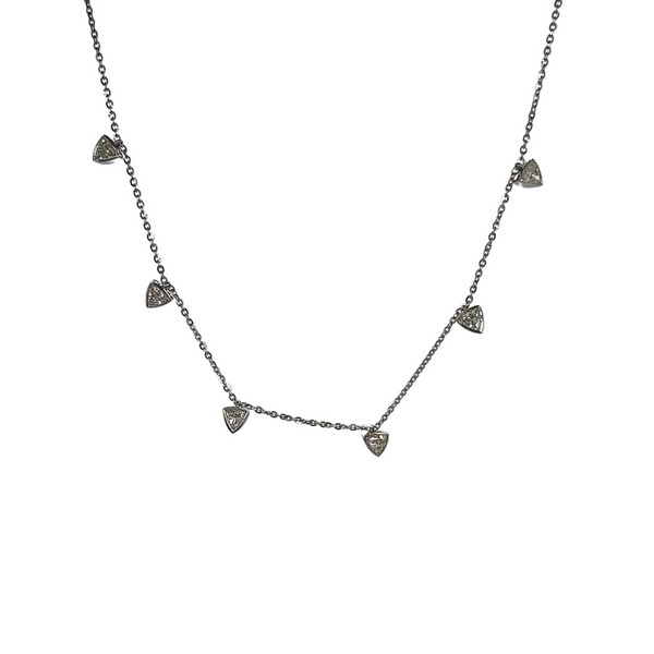 Lab-Grown Bezel Trillion Dangle Necklace