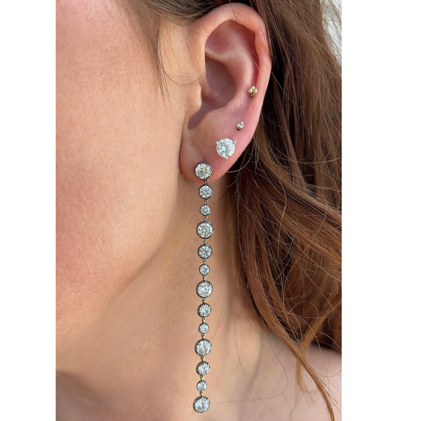 Lab-Grown Black Rhodium Georgian Set Round Dangle Earrings