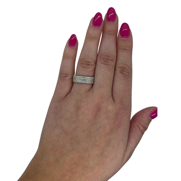 Four Row Pave Baguette Ring