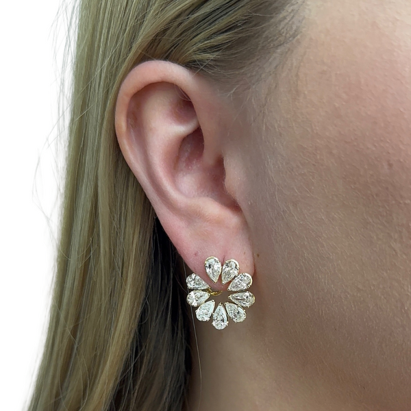 Lab-Grown Pear Shaped Crescent Hoops