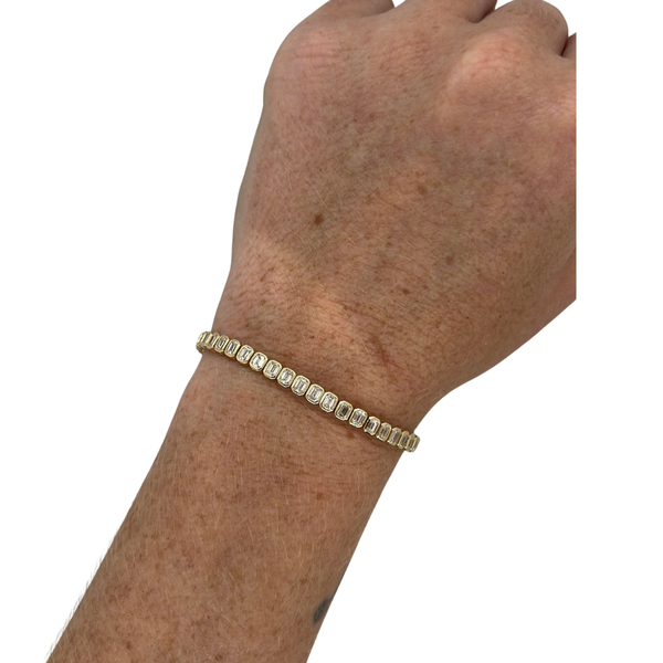Lab-Grown Bezel Emerald Tennis Bracelet